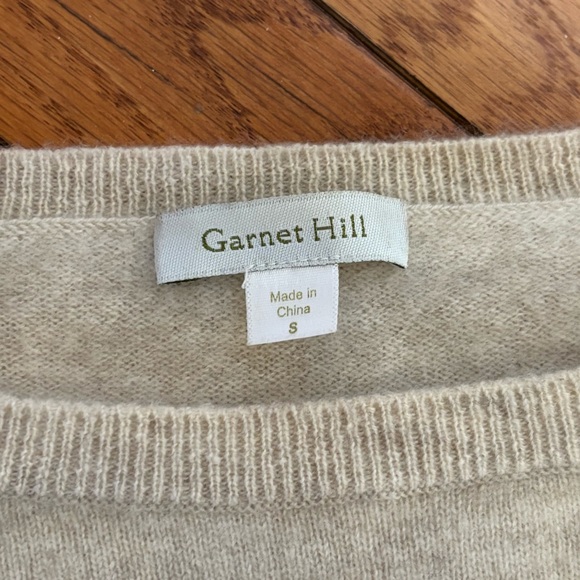 SOLD 100% Cashmere Oatmeal Sweater Top with Lace Bottom Trim - Picture 6 of 8